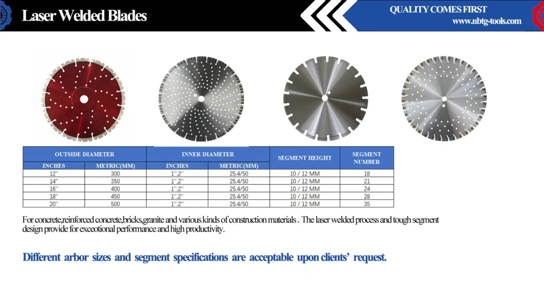 Laser Welded Diamond Blade 14 Inch - Diamond Saw Blade for Cutting Reinforced Concrete, Stone, Marble, Granite, Brick, Masonry, Concrete