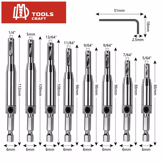 육각 생크 문 셀프 센터링 힌지 태퍼 코어 드릴 비트 목공 Vix 비트